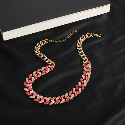 New Diamond-studded Thick Chain Hip-hop Two-color Thick Necklace