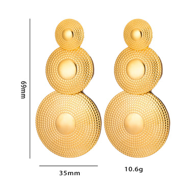 1 Pair Exaggerated Round Plating Stainless Steel Drop Earrings