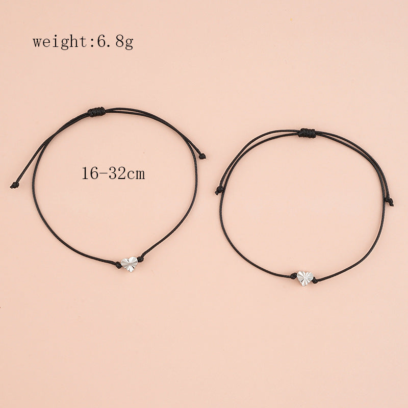 Simple Style Heart Shape Wax Line Copper Braid Women's Bracelets