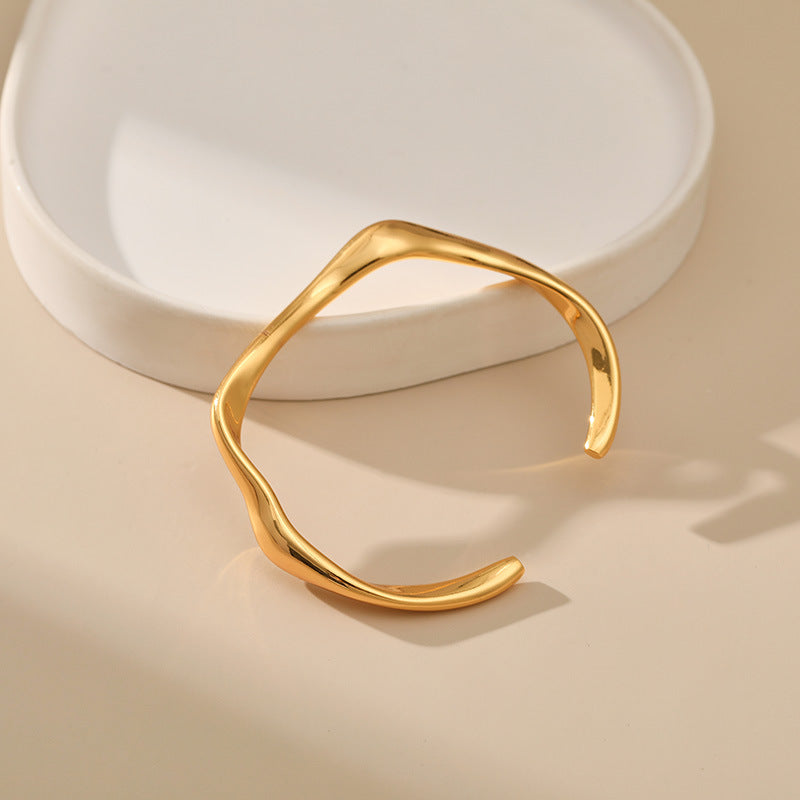 1 Piece Simple Style Solid Color Copper Plating Bangle