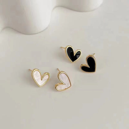 Fashion Heart Shape Titanium Steel Plating Shell Women's Earrings Necklace