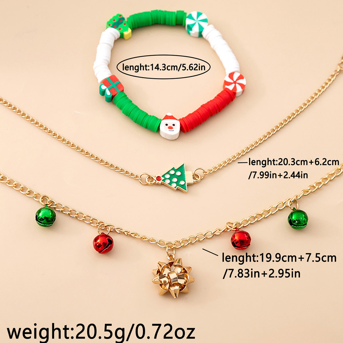 Cartoon Style Christmas Tree Santa Claus Bell Plastic Beaded Enamel Christmas Women's Bracelets