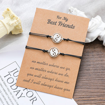 New Good Friend Card Bracelet Personality Fashion Stainless Steel Tai Chi Braided Bracelet