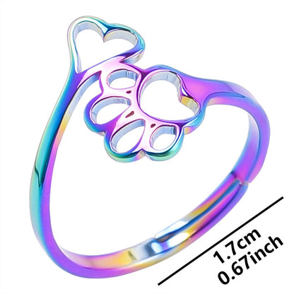 Wholesale Cute Paw Print Stainless Steel Open Ring