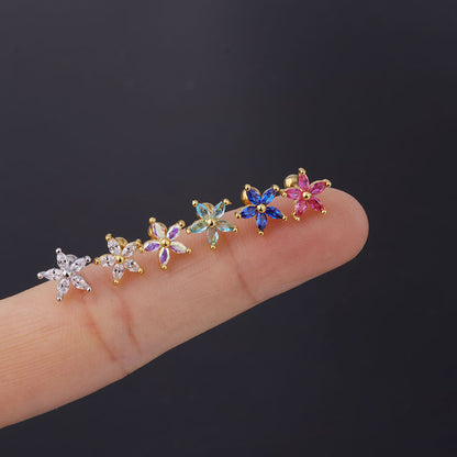 Fashion Colorful Zircon Daisy Flower Earrings