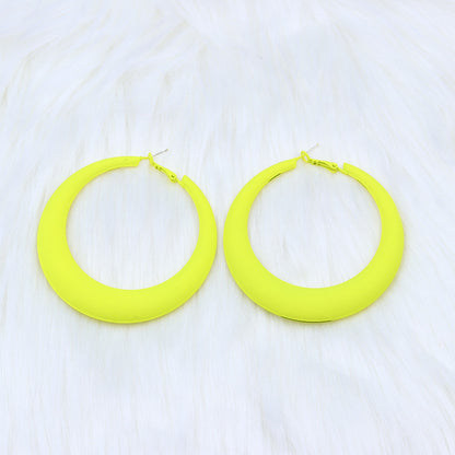 Fashion Geometric Metal Spray Paint Women's Hoop Earrings 1 Pair