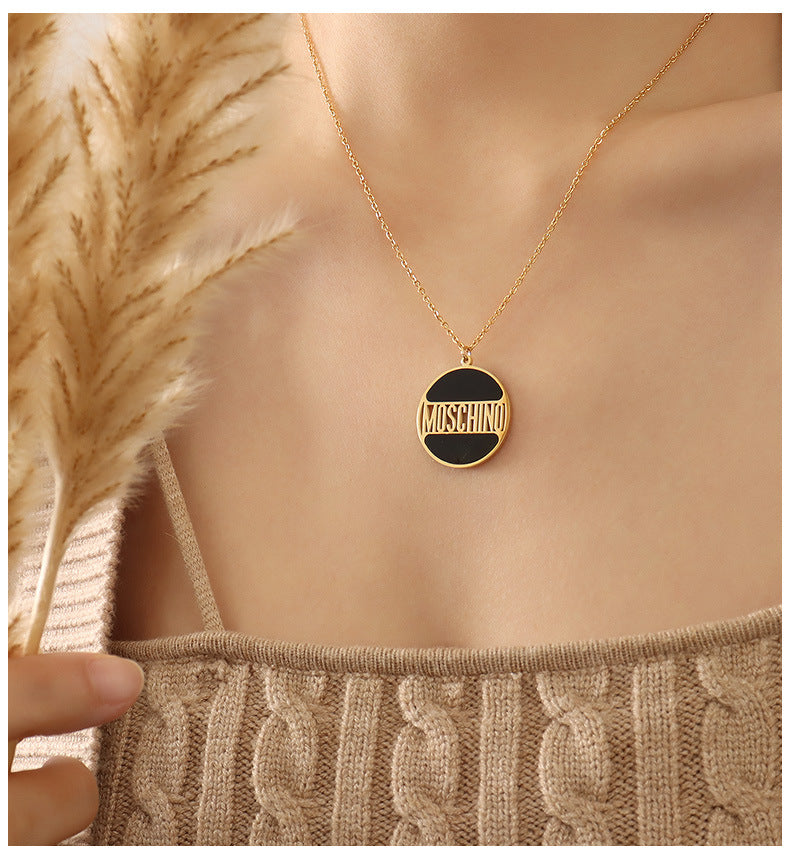 English Alphabet Round Brand Pendant Luxury Female Niche Acrylic Necklace