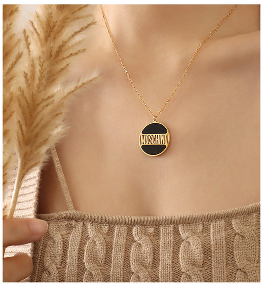 English Alphabet Round Brand Pendant Luxury Female Niche Acrylic Necklace