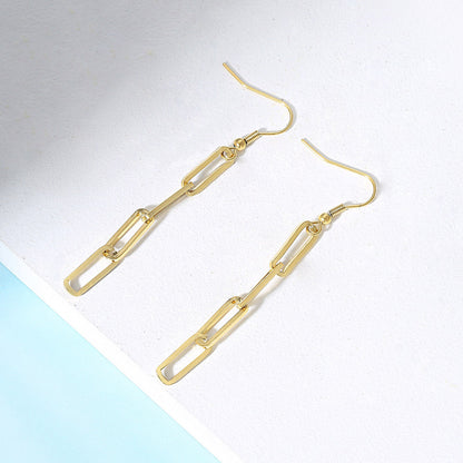 1 Pair Simple Style Paper Clip Solid Color Plating Stainless Steel Drop Earrings