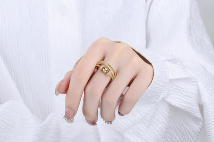 1 Piece Fashion Geometric Copper Inlay Zircon Rings