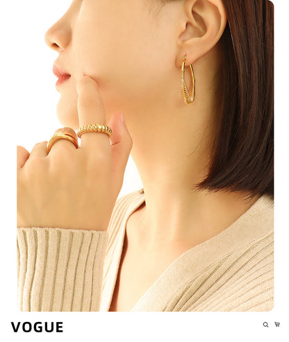 European And American Retro U-shaped Non-fading Titanium Steel Plated 18k Real Gold Earrings