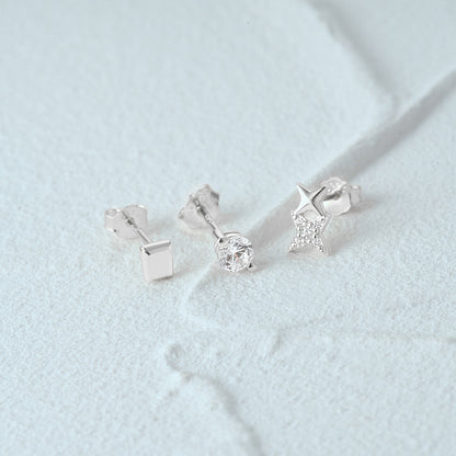 1 Set Simple Style Star Butterfly Plating Sterling Silver Ear Studs