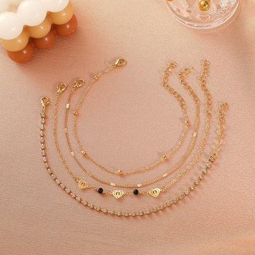 New Multi-layer Heart-shaped Butterfly Bohemian Anklet Four-piece Set