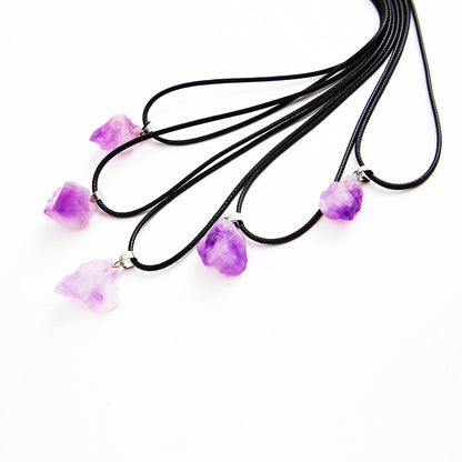 Crystal Stone Pendant Necklace Wholesale Natural Amethyst Stone Cluster Gravel Necklace