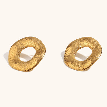 1 Pair Vintage Style Circle Solid Color Plating Stainless Steel 18k Gold Plated Ear Studs