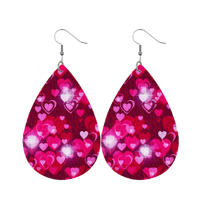 1 Pair Modern Style Classic Style Heart Shape Pu Leather Drop Earrings