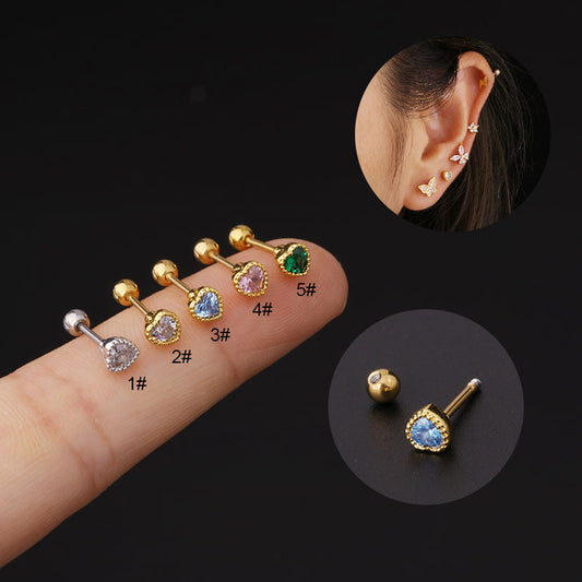 Simple Style Heart Plating Metal Artificial Gemstones Earrings Ear Studs