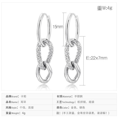 European And American Fashion Chain Circle Stainless Steel Earrings