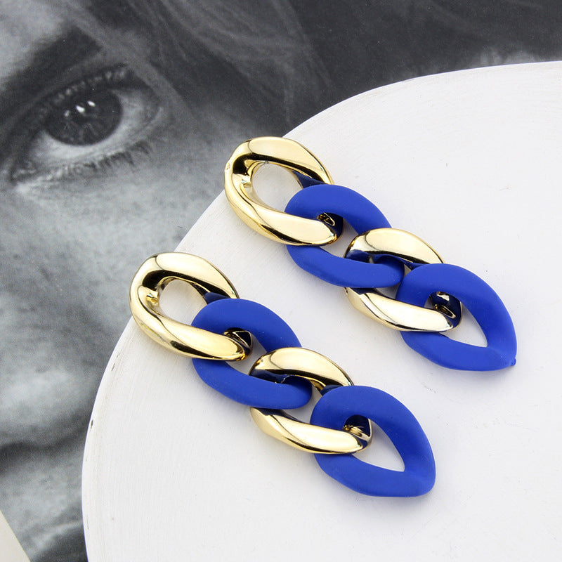 Klein Blue Earrings Korean Version Of Geometric Pendant Earrings