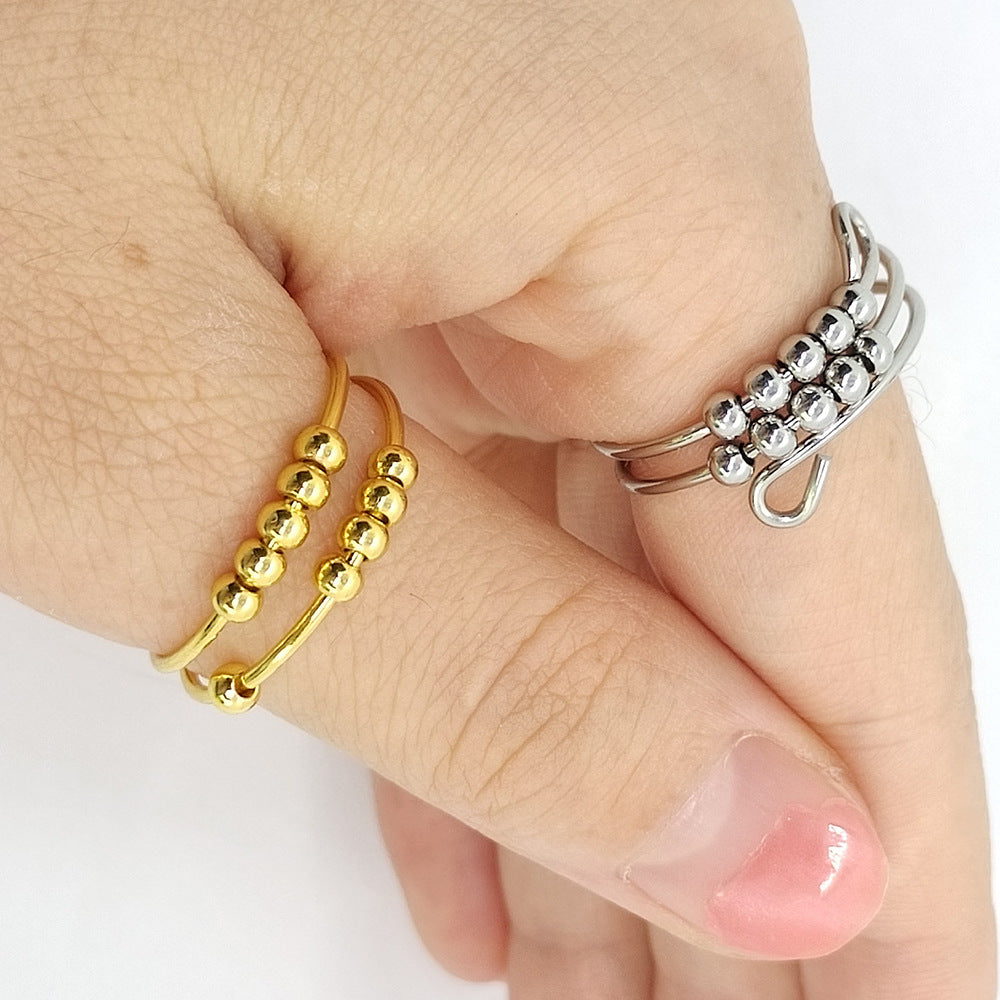 Retro Round Stainless Steel Copper Rings 1 Piece