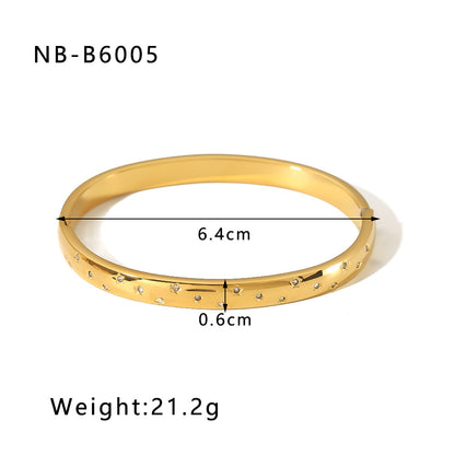 Stainless Steel 18K Gold Plated Simple Style Geometric Inlay Zircon Bangle