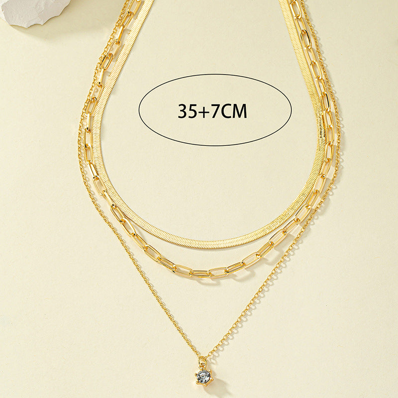 Basic Modern Style Geometric Alloy Plating Inlay Zircon Women's Layered Necklaces