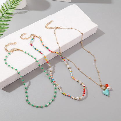 1 Set Fashion Heart Shape Resin Handmade Women's Necklace