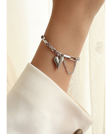 1 Piece Fashion Heart Shape Titanium Steel Women's Bracelets Necklace