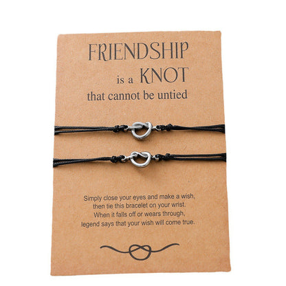 New Friendship Card Fine Polishing Oil Pressure Stainless Steel Knot Braided Bracelet Set