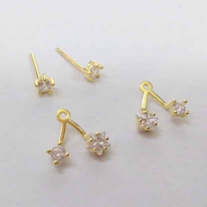 European And American Mini Zircon Five-pointed Star Earrings