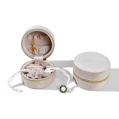 Round Travel Jewelry Storage Box - Jewelry Case for Rings and Small Accessories