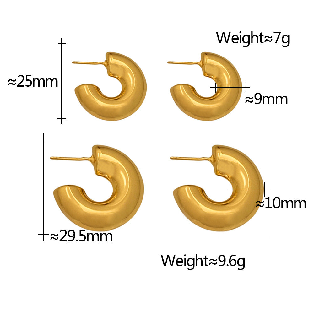 Simple Style C Shape Copper Plating Ear Studs 1 Pair