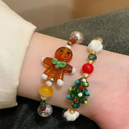 Sweet Cartoon Character Christmas Tree Gingerbread Alloy Resin Wholesale Bracelets