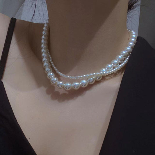 Elegant Geometric Artificial Pearl Beaded Women's Layered Necklaces