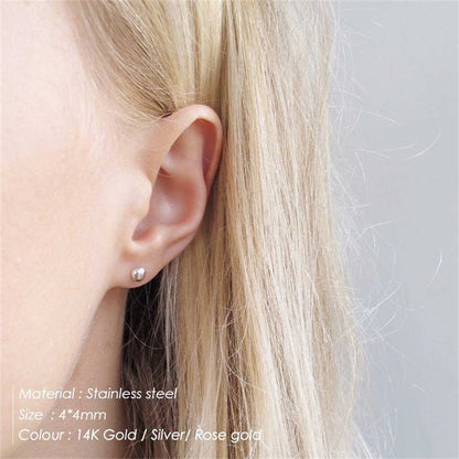 Simple Stainless Steel Round Earrings Set