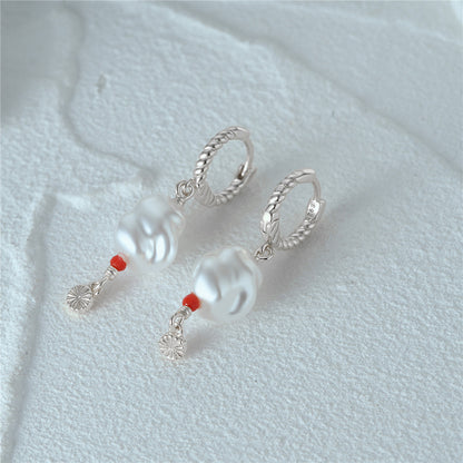 1 Pair Elegant Snowflake Plating Sterling Silver Drop Earrings