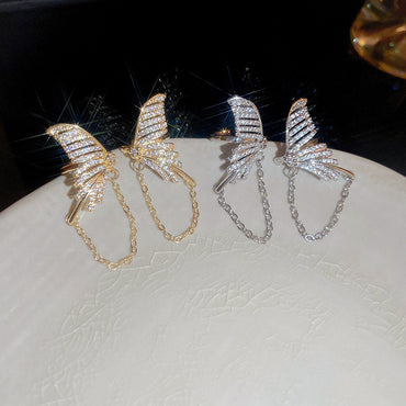 1 Pair Elegant Simple Style Geometric Butterfly Alloy Zircon Ear Cuffs