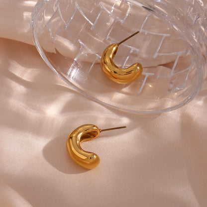 Vintage Style C Shape Plating Stainless Steel Gold Plated Earrings