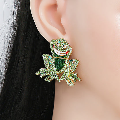 Fashion Animal Frog Diamond Earrings Wholesale Jewelry Gooddiy