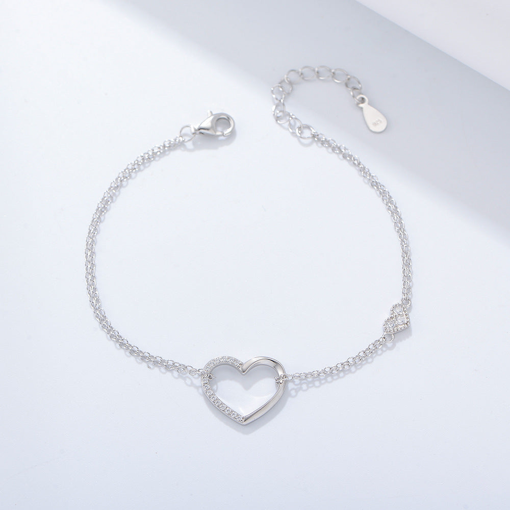 Wholesale Commute Heart Shape Sterling Silver Bracelets