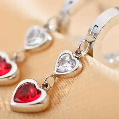 1 Pair Simple Style Heart Shape Copper Inlay Zircon Drop Earrings