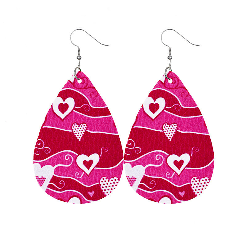 1 Pair Modern Style Classic Style Heart Shape Pu Leather Drop Earrings