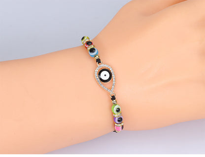 1 Piece Fashion Devil's Eye Mixed Materials Beaded Hollow Out Inlay Zircon Unisex Bracelets