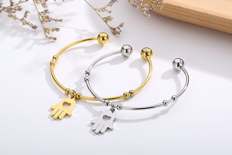 Fashion Stainless Steel Women's Gold Palm Open Bracelet