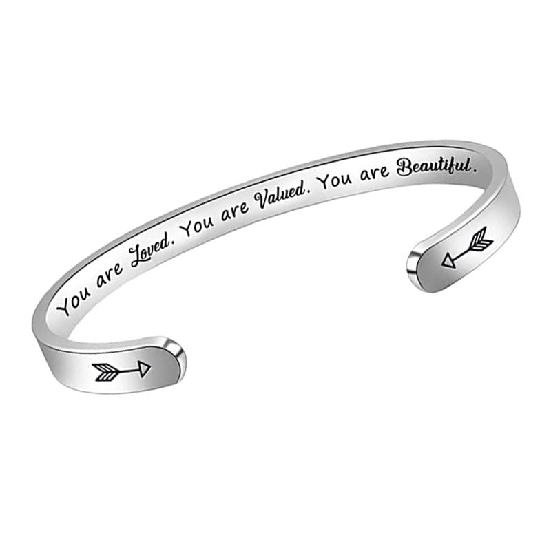 Simple Style Letter Stainless Steel Cuff Bracelets