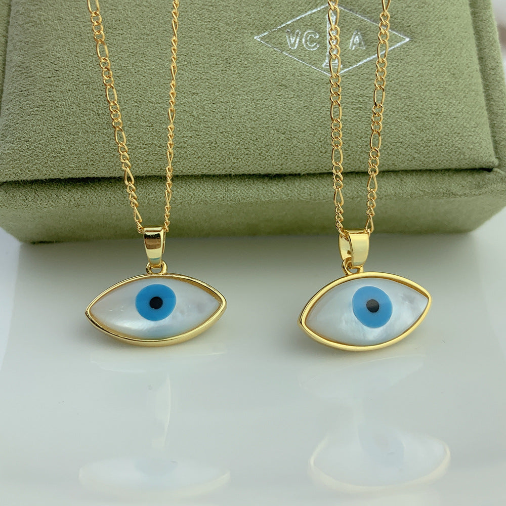 Fashion Devil's Eye Copper Inlaid Shell Necklace 1 Piece