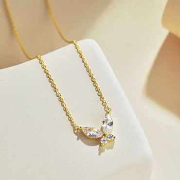 Sweet Simple Style Butterfly Sterling Silver Plating Inlay Zircon Necklace