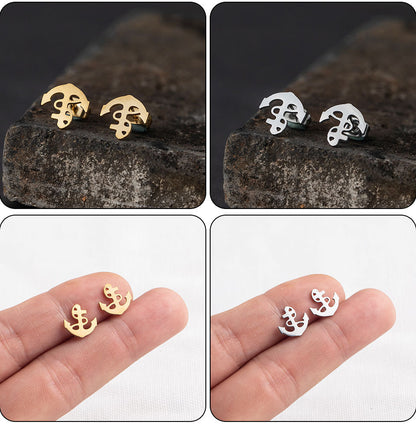 1 Pair Hip-Hop Triangle Star Heart Shape Stainless Steel Ear Studs