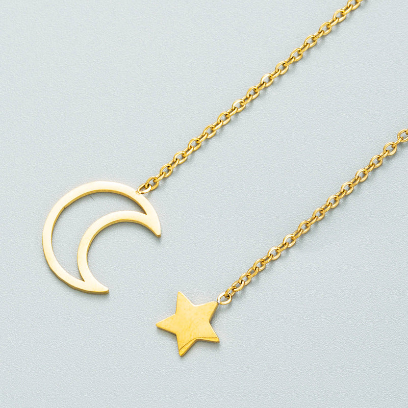 Fashion Star Moon Pendant Titanium Steel Necklace Wholesale Gooddiy