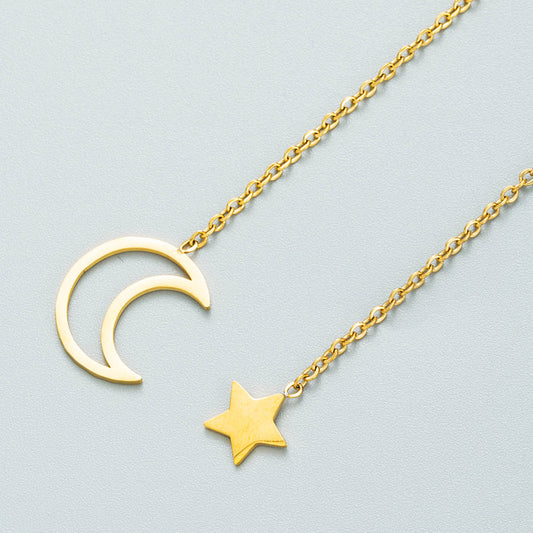 Fashion Star Moon Pendant Titanium Steel Necklace Wholesale Gooddiy